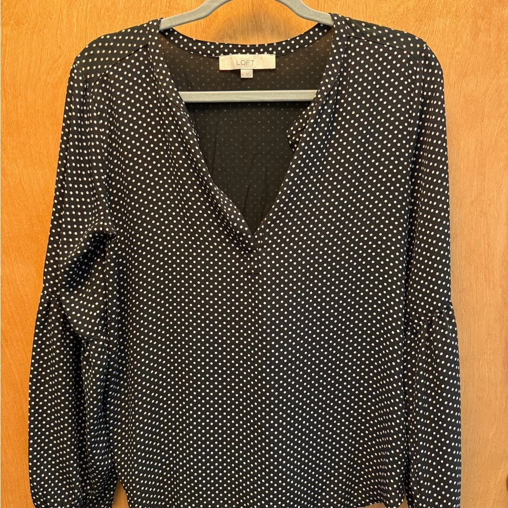 LOFT Black & White Polka Dot Blouse